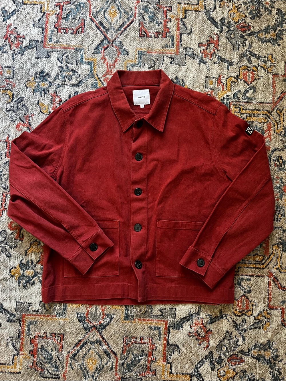 WALTZ Men's Crimson Button-Front Shirt Jacket 100% Cotton Size XL